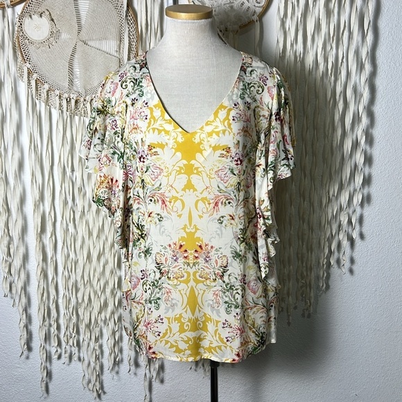 Sundance Arabella Flutter Sleeve Florall Print Blouse size S - Picture 1 of 7
